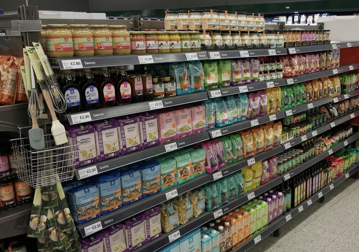 Well-stocked grocery aisle